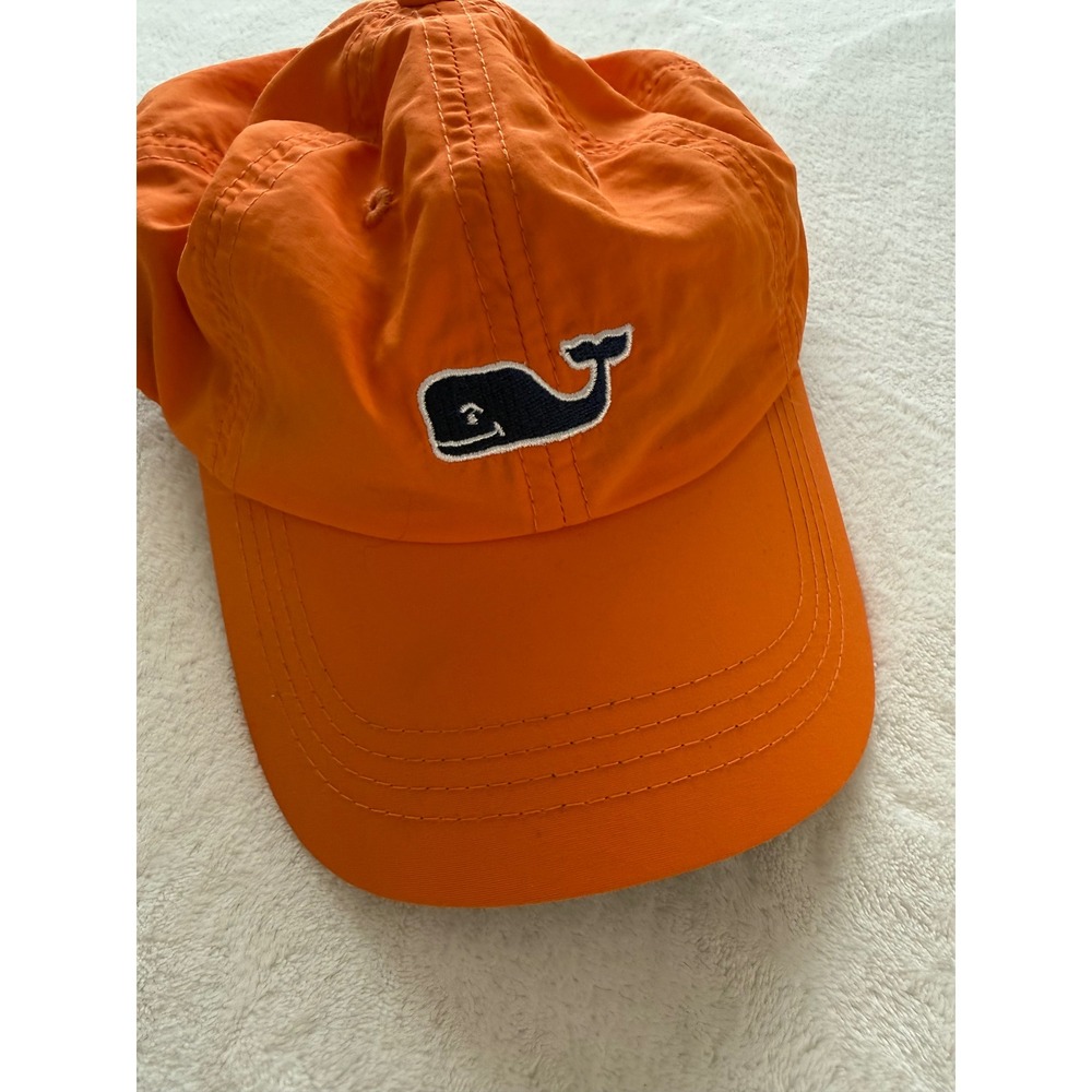 NWOT Vineyard Vines Nylon Orange Baseball Cap Navy Whale Adjustable Lightweight